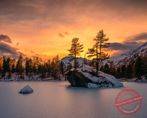 Sause VAL DI CAMPO VAL POSCHIAVO Lagh da Saoseo Sonnenuntergang Winter
