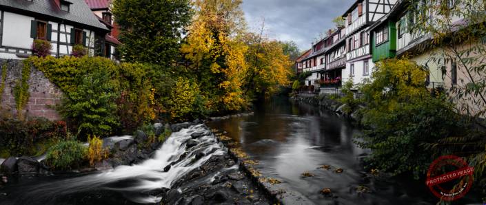 small waterfall, Kaysersberg, alsace, France, old town,