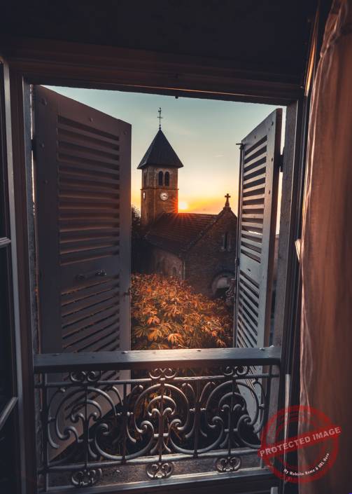 Epic sunrise Solutre, Solutré-Pouilly, Burgogne, France, church, Autumn, oliverdietschi