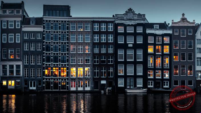 Amsterdam houses at night